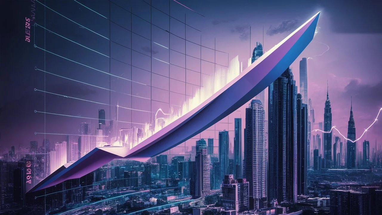 A graph strike through a city scape